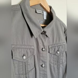 Chico's Lightweight Stretch Denim Jacket, Women's XL, Grey